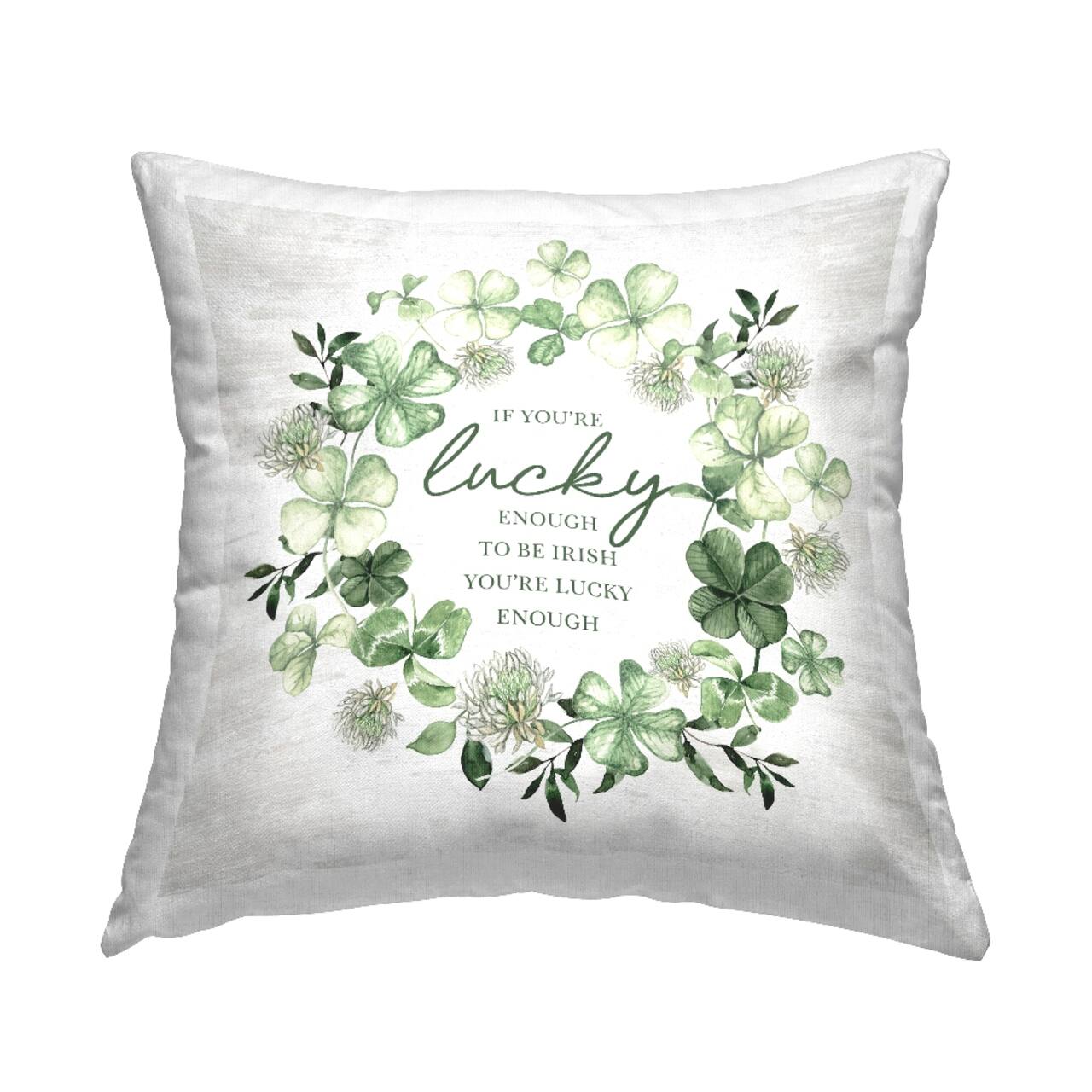 Stupell Industries Lucky To Be Irish Wreath Decorative Printed Throw Pillow